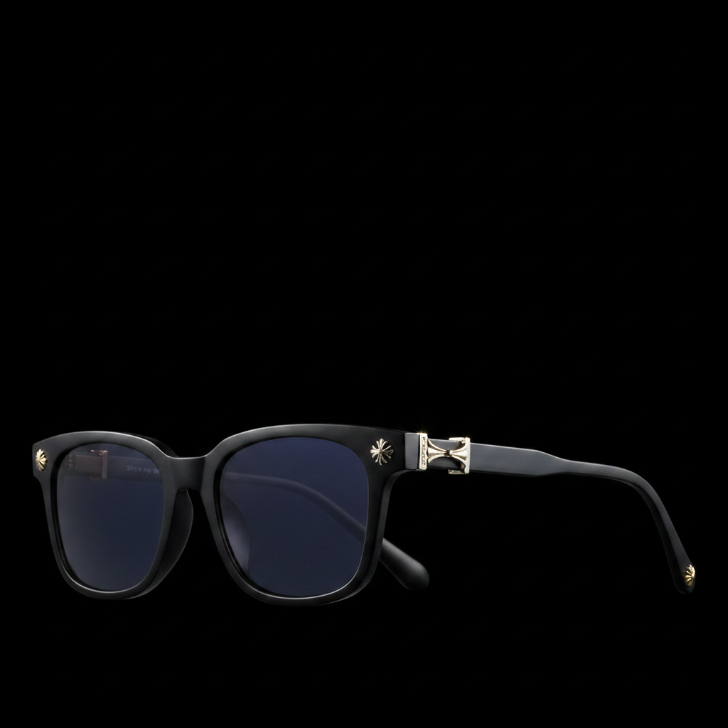 Black & Gold Glasses - Full Frame Angled