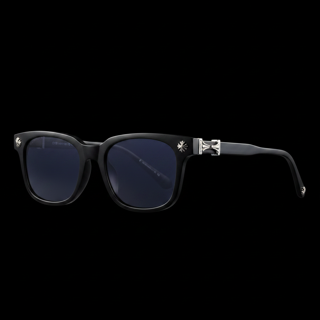 Black & Silver Glasses - Full Frame Angled