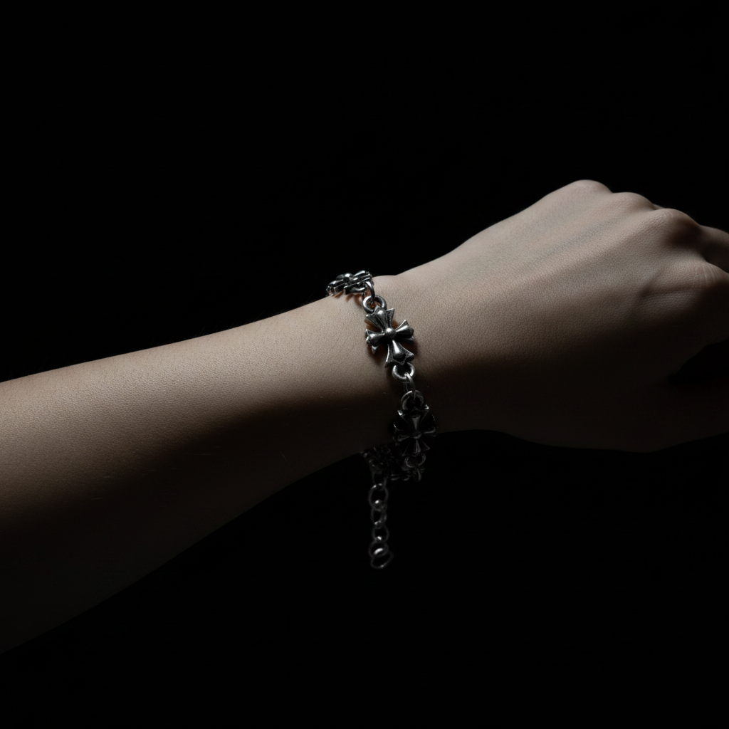 Silver Cross Bracelet - Editorial Wrist