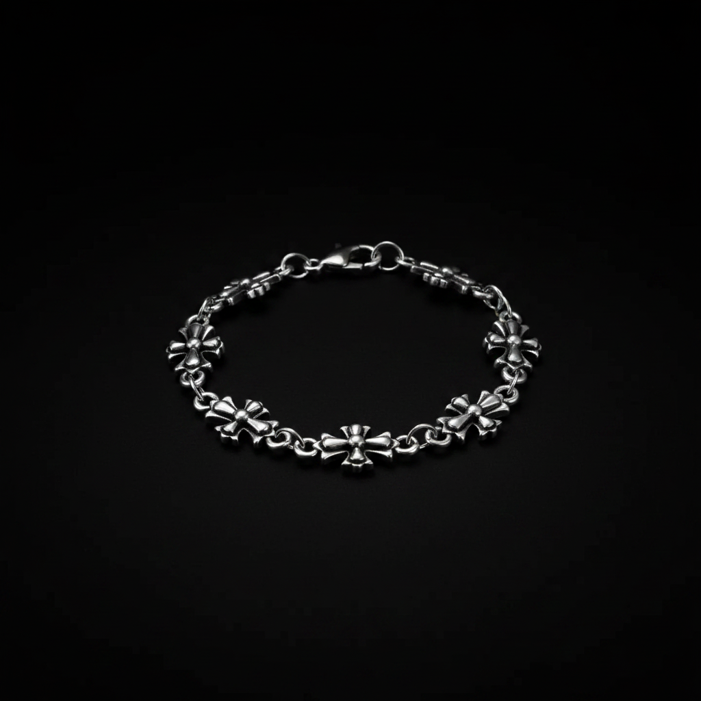 Silver Cross Bracelet - Wrist Shot
